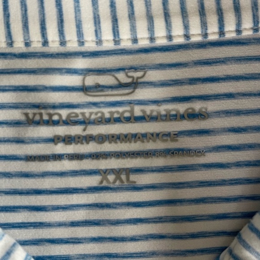 VINEYARD VINES Performance White Blue Striped Sankaty Polo Shirt Golf Size XXL - Picture 9 of 13